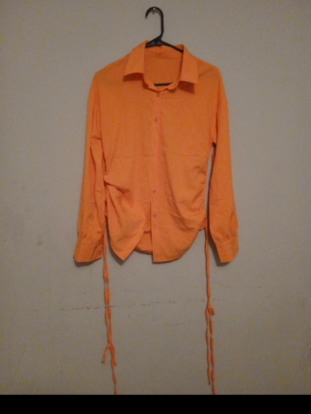 WoMen's Long-Sleeve Orange Button-Up Shirt